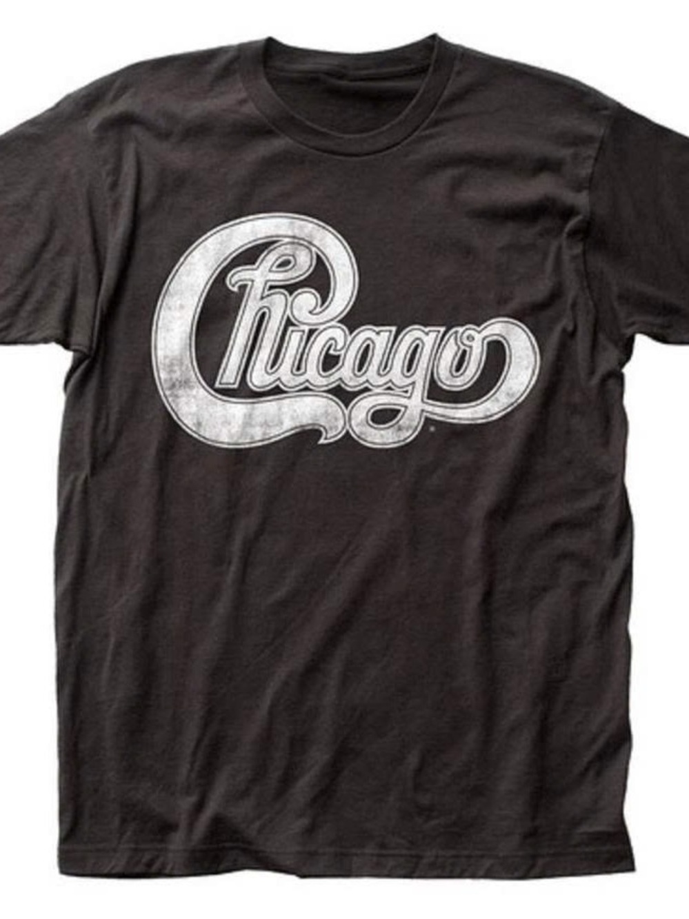 Black Short Sleeve Tee with White Chicago Script Logo
